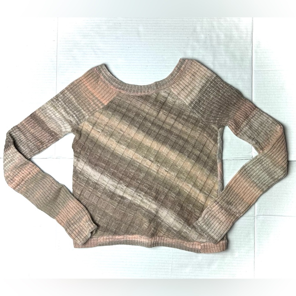 Free People Multi Color Diagonal Ribbed Scoop Neck Sweater Womens XS‎ Cardigan